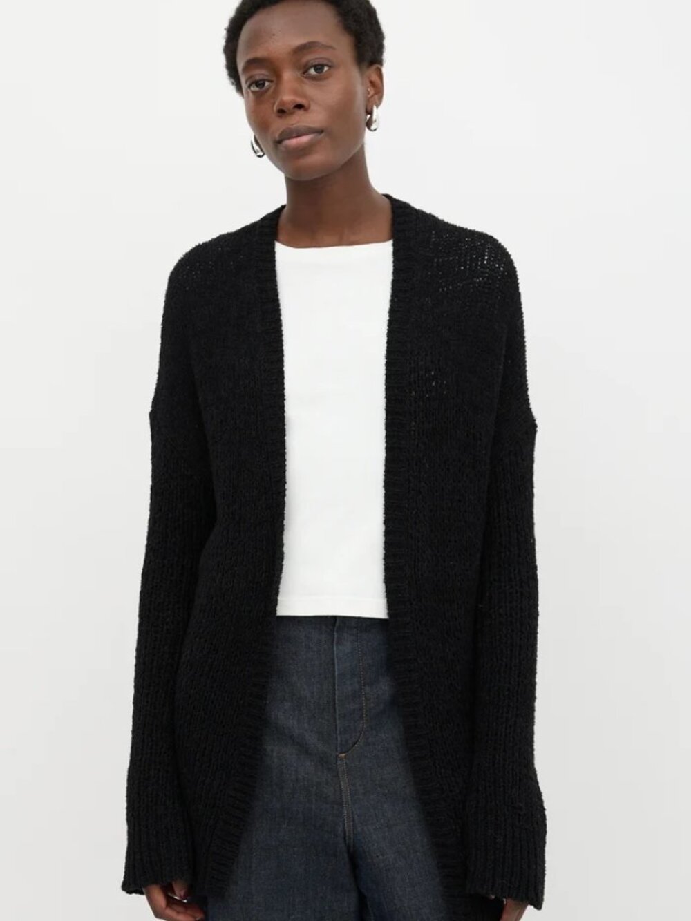 Nili Lotan Loose Knit Cardigan Black Size - Medium